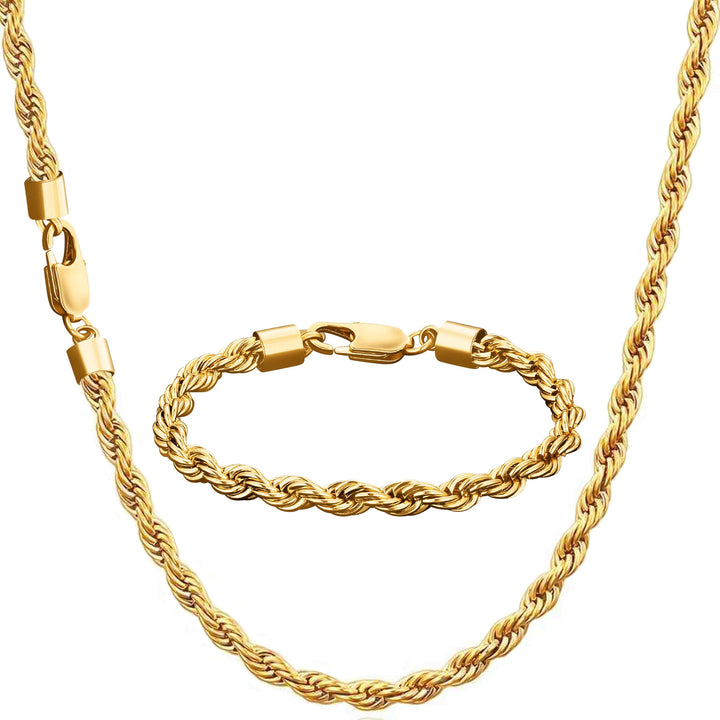6mm Rope Chain &amp; Bracelet Set - iceandgold