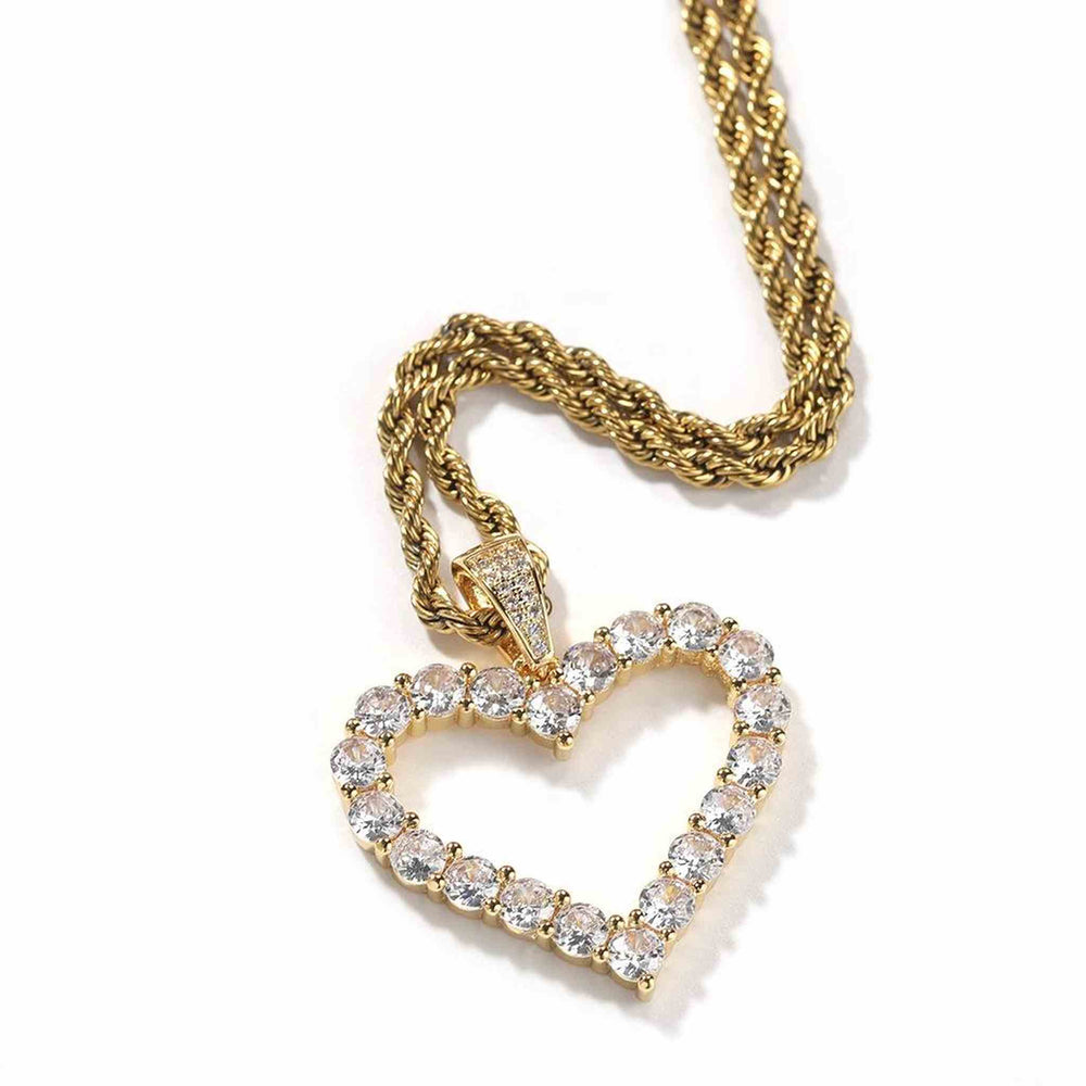 Gold Heart Pendant Necklace - iceandgold