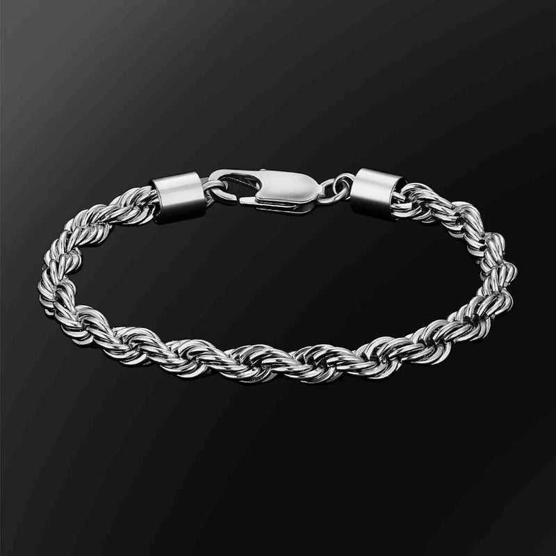 6mm Rope Bracelet (Silver) - iceandgold