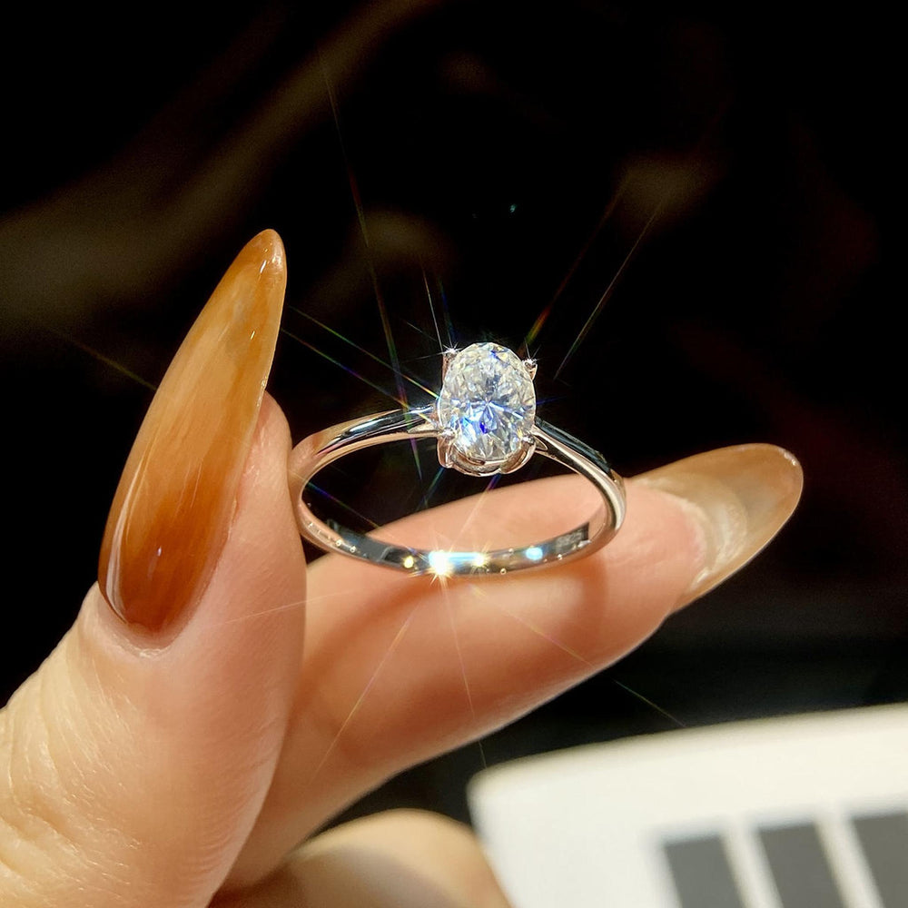 1 Carat Oval Cut White Gold Diamond Ring - iceandgold