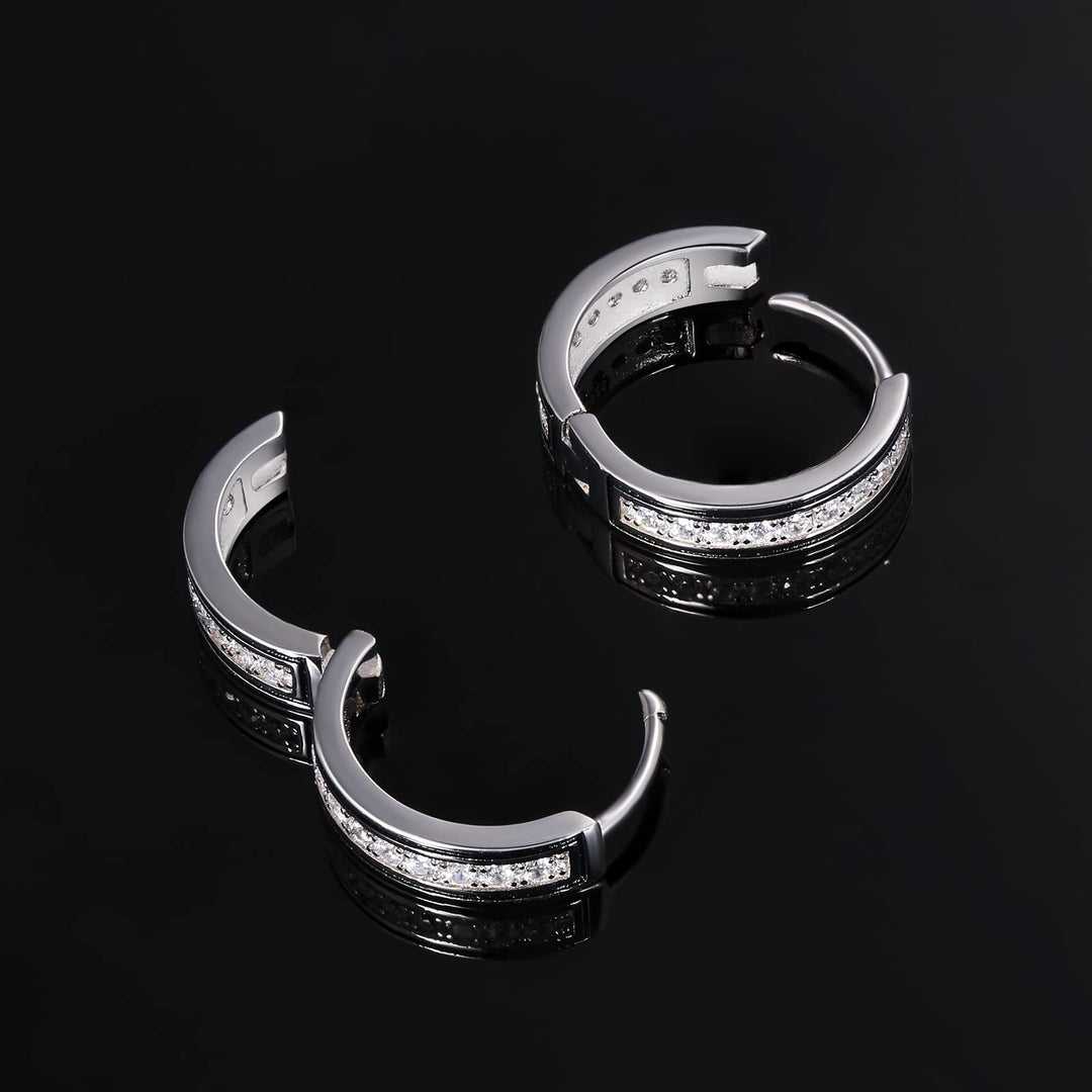 White Gold Iced Out Mini Hoop Earrings