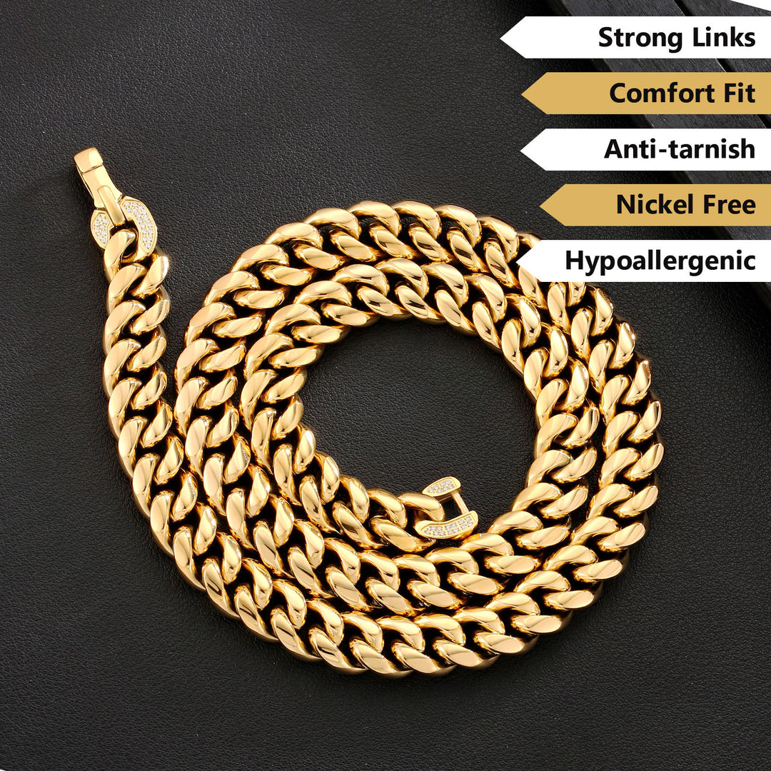 18k Gold Filled 12mm Miami Cuban Link Chain