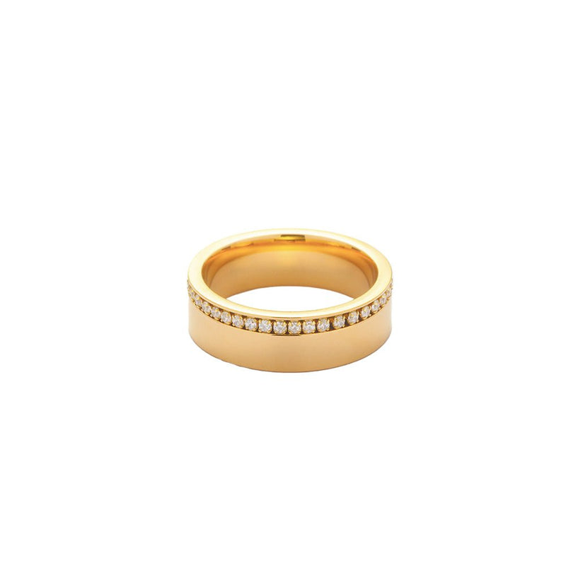 Gold Ring with One Layer Stones - iceandgold
