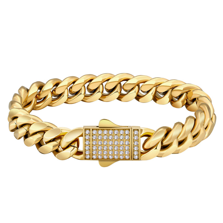 12mm Miami Cuban Link Diamond Clasp Bracelet