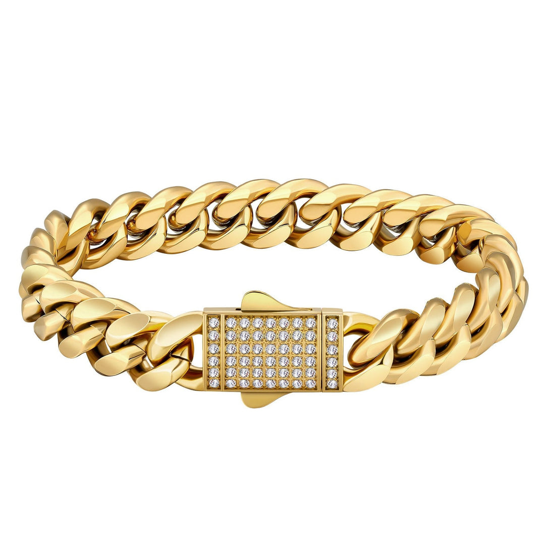 12mm Diamond Clasps Gold Cuban Set - iceandgold
