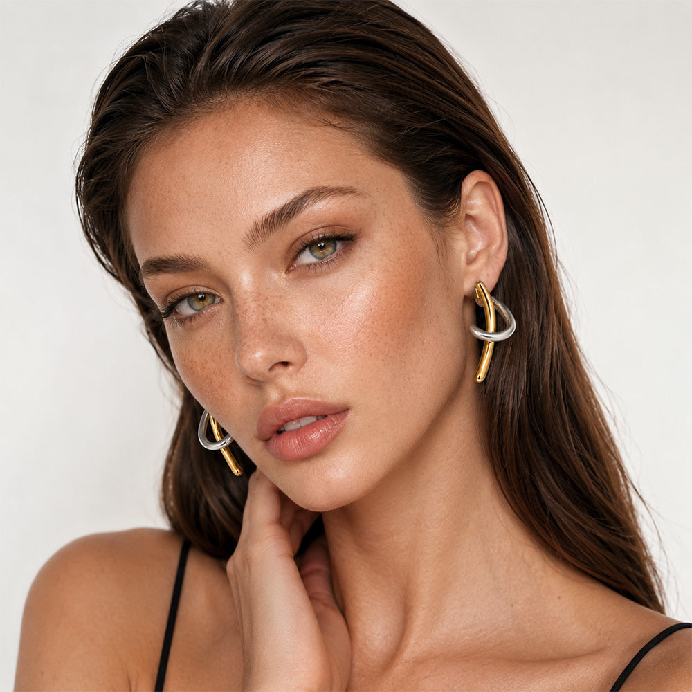 Criss-Cross Mixed Metal Earrings