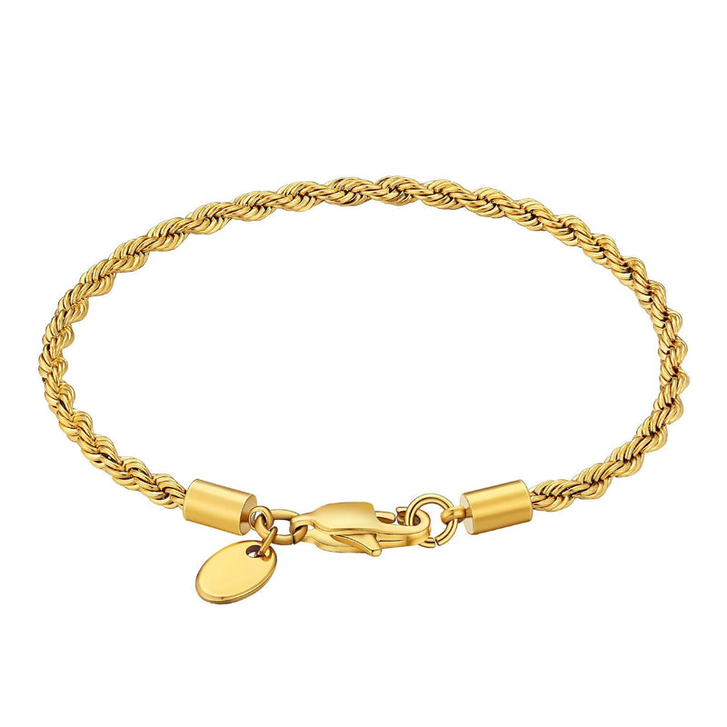 3mm Gold Rope Bracelet - iceandgold