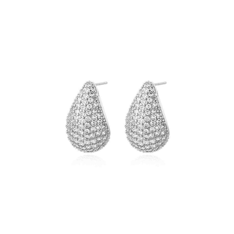 White Gold Pave Teardrop Earrings - iceandgold
