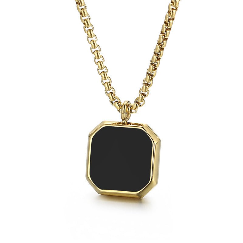 Black Onyx Pendant with Chain - iceandgold