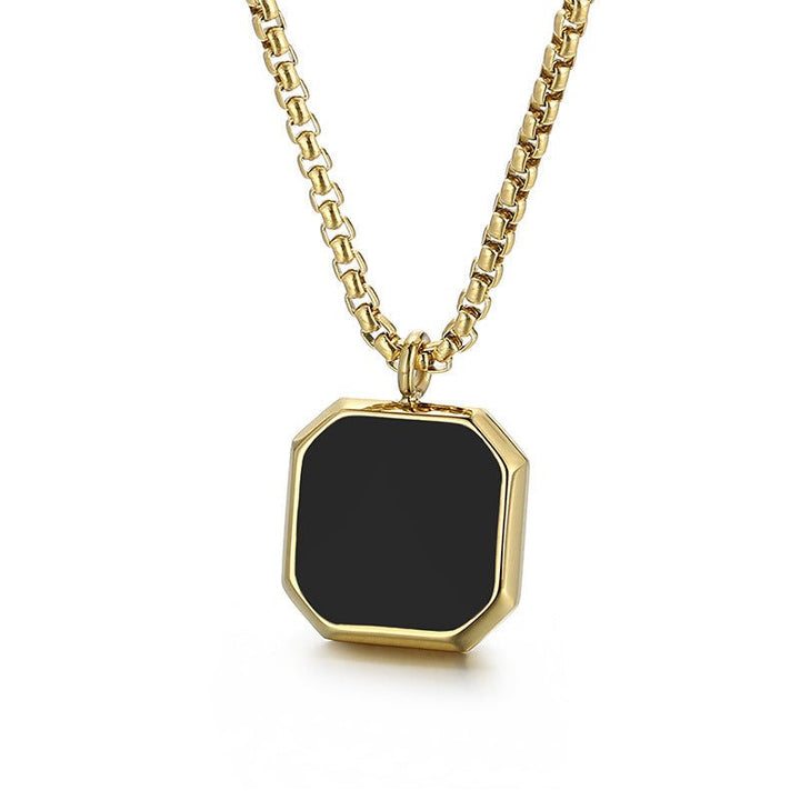 Black Onyx Pendant with Chain - iceandgold