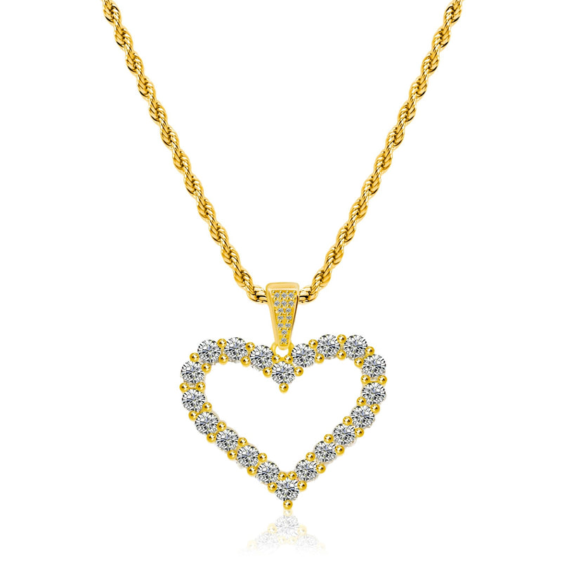 Gold Heart Pendant Necklace - iceandgold