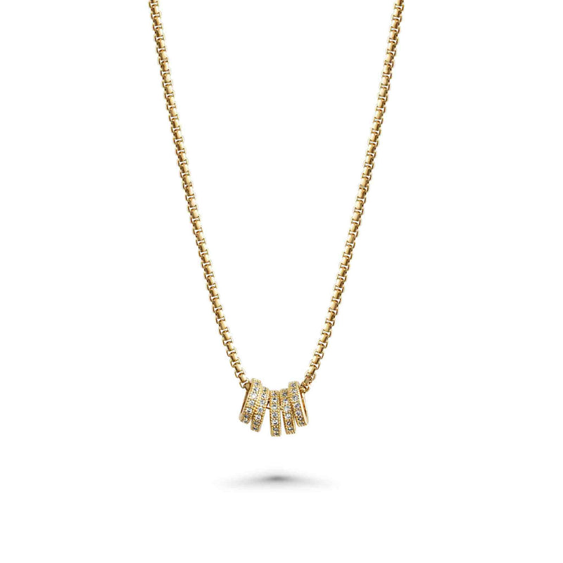 Gold Chain with Ring Pendants - iceandgold