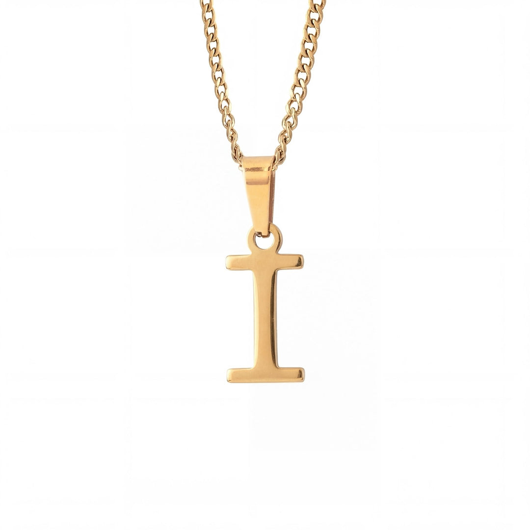 Gold Letter Pendant with Cuban Chain - iceandgold