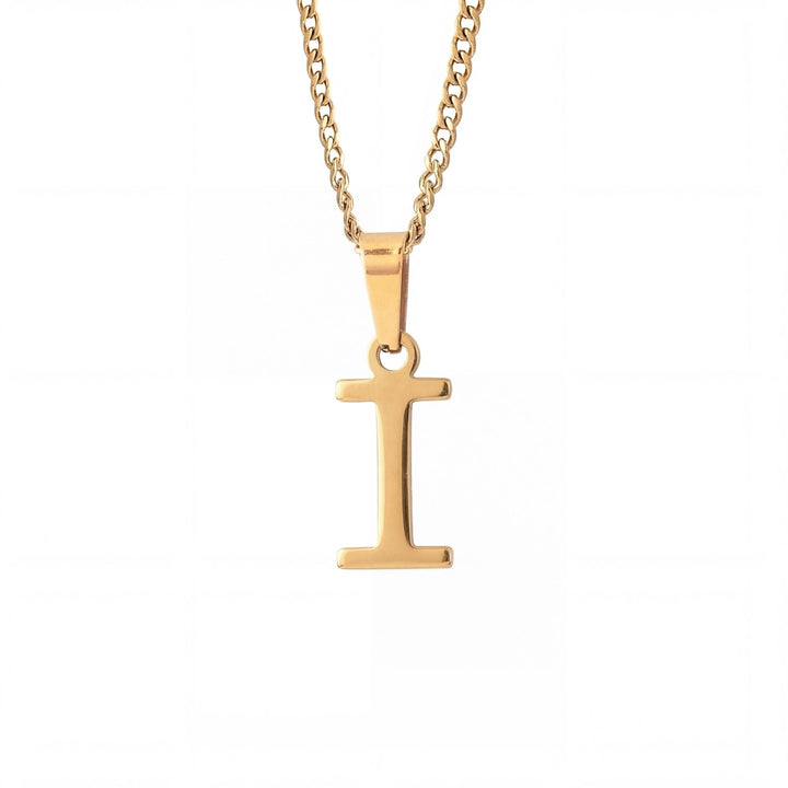 Gold Letter Pendant with Cuban Chain - iceandgold