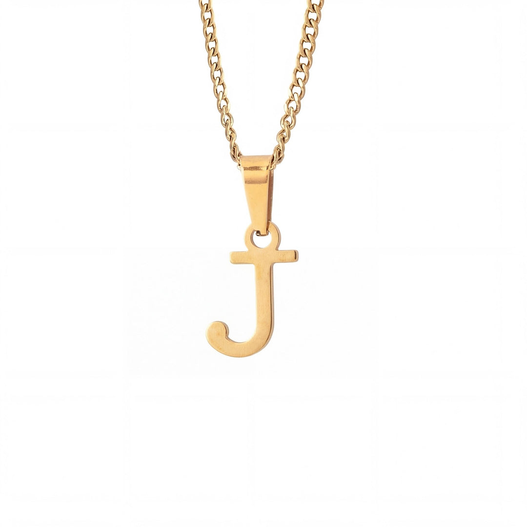 Gold Letter Pendant with Cuban Chain - iceandgold