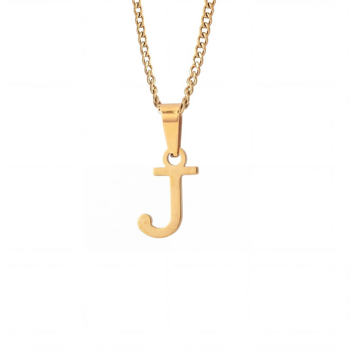 Gold Letter Pendant with Cuban Chain - iceandgold