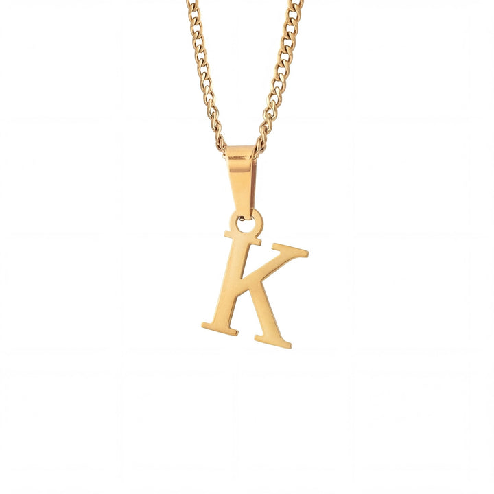 Gold Letter Pendant with Cuban Chain - iceandgold
