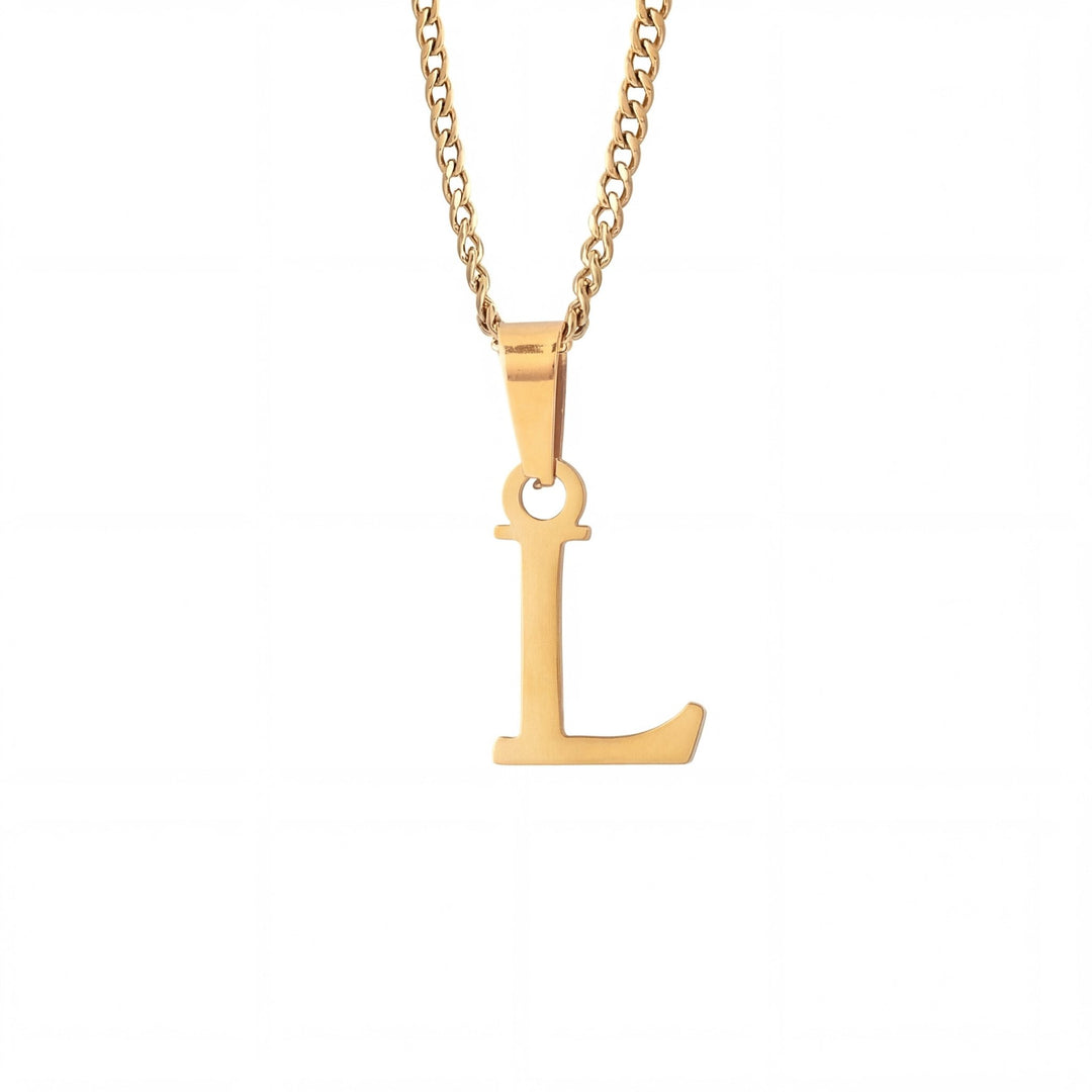 Gold Letter Pendant with Cuban Chain - iceandgold