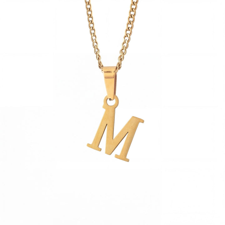 Gold Letter Pendant with Cuban Chain - iceandgold