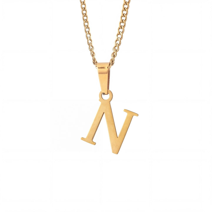 Gold Letter Pendant with Cuban Chain - iceandgold