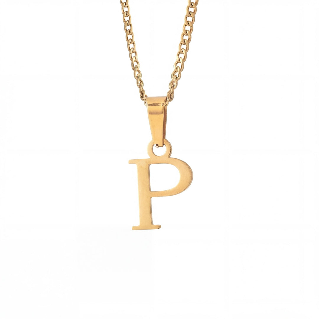 Gold Letter Pendant with Cuban Chain - iceandgold