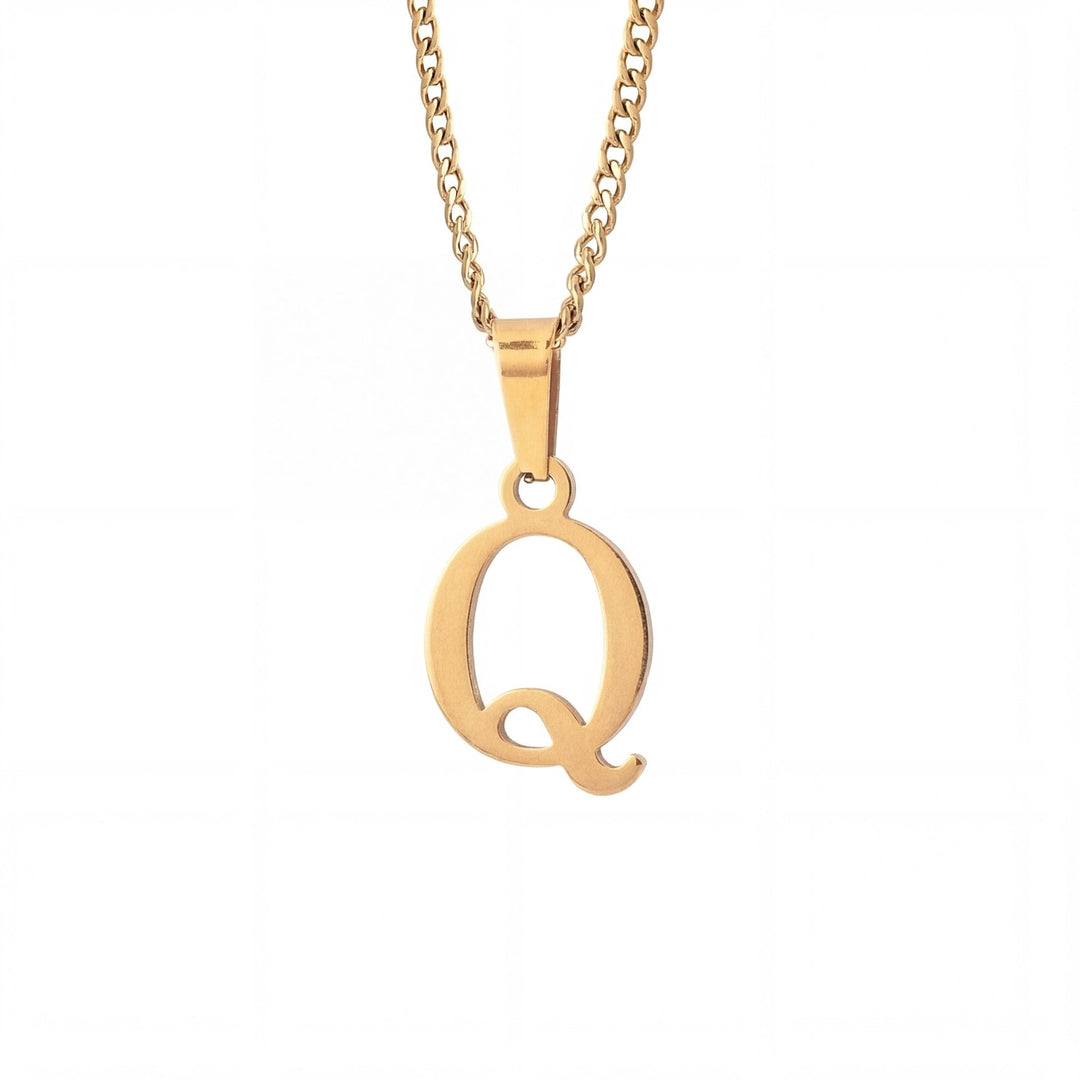 Gold Letter Pendant with Cuban Chain - iceandgold