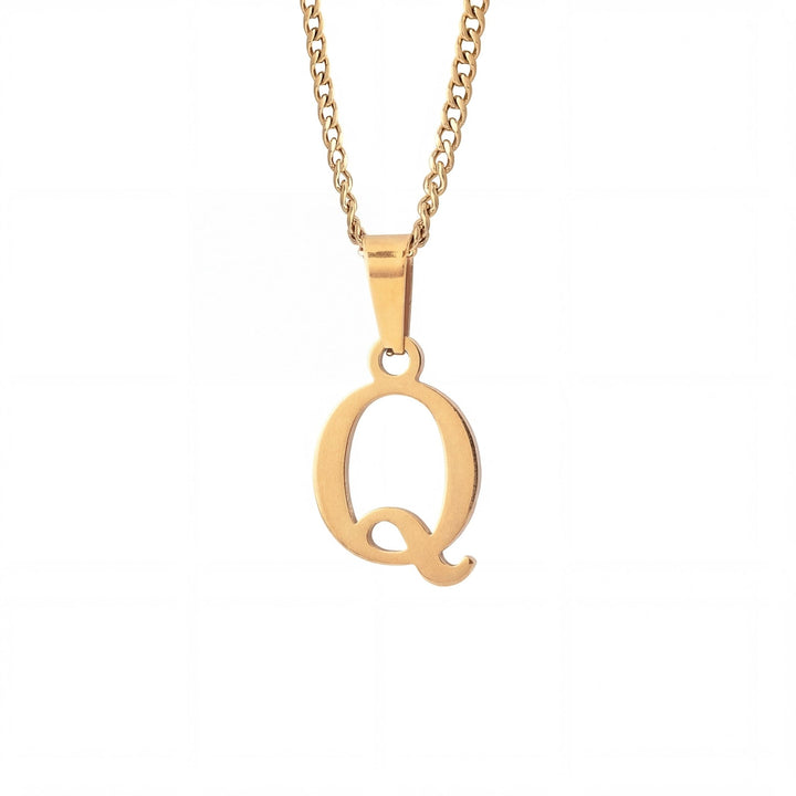 Gold Letter Pendant with Cuban Chain - iceandgold