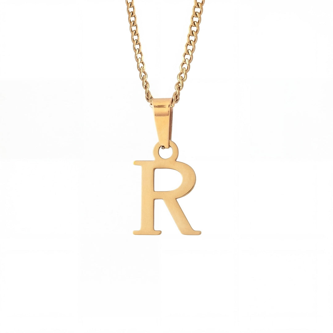Gold Letter Pendant with Cuban Chain - iceandgold