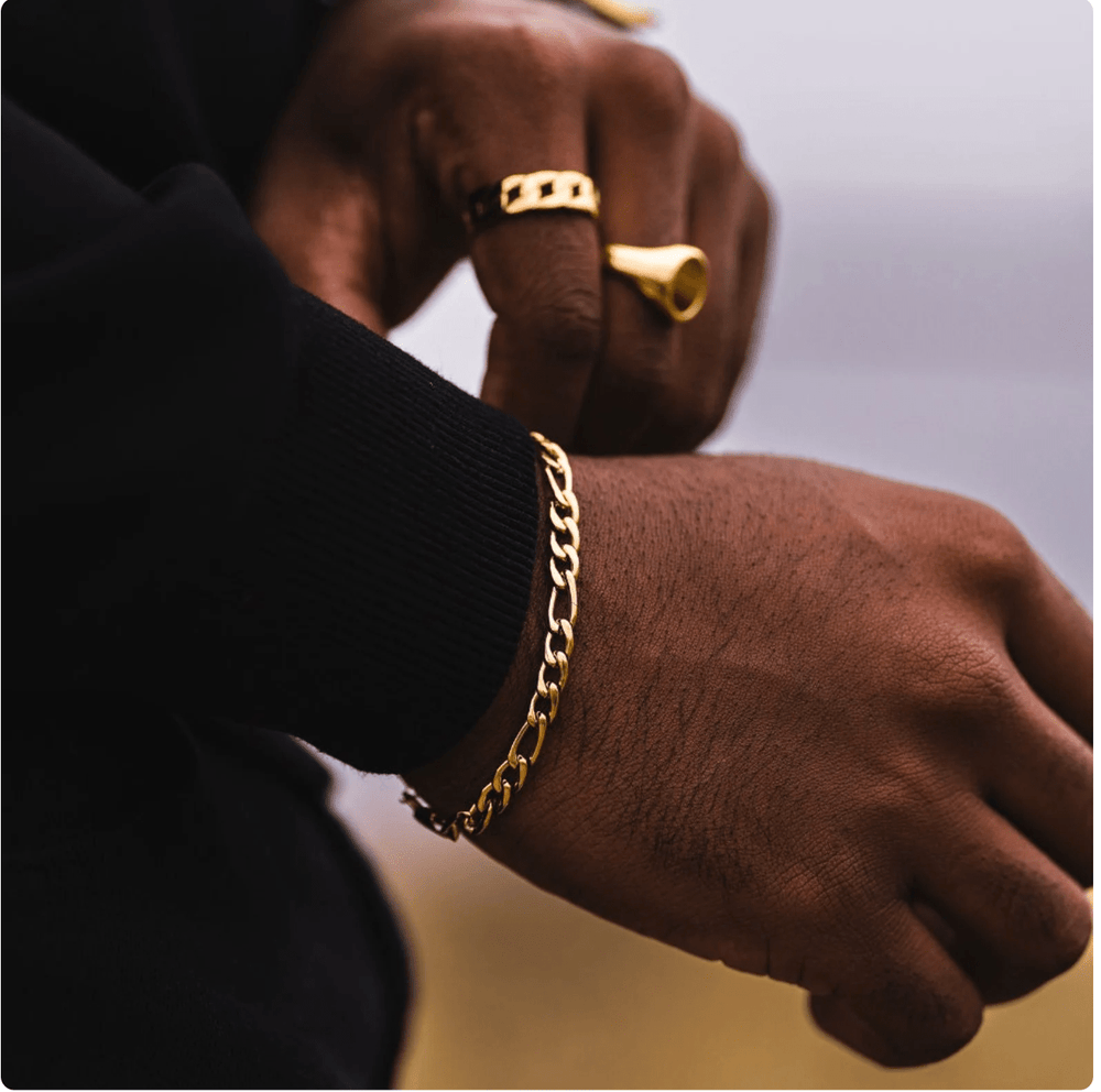 5mm Gold Figaro Bracelet - iceandgold