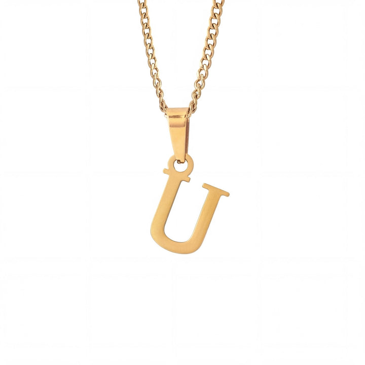 Gold Letter Pendant with Cuban Chain - iceandgold