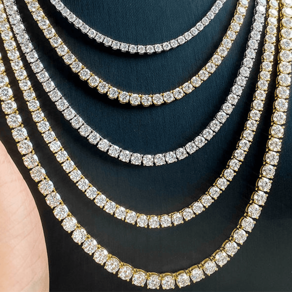 4mm Four Prong Gold Tennis Necklace - iceandgold