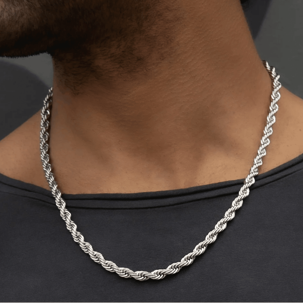 6mm White Gold Rope Chain - iceandgold