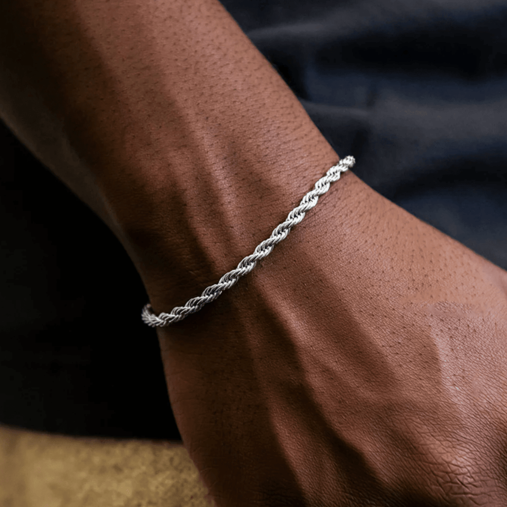 3mm Silver Rope Bracelet - iceandgold