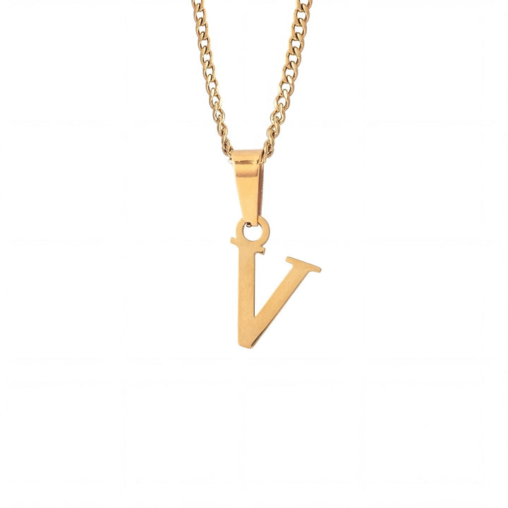 Gold Letter Pendant with Cuban Chain - iceandgold