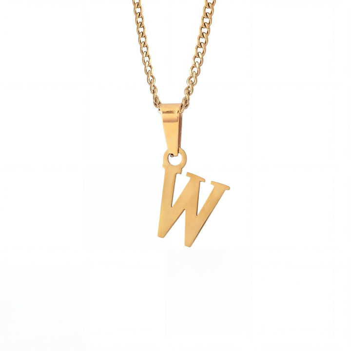 Gold Letter Pendant with Cuban Chain - iceandgold