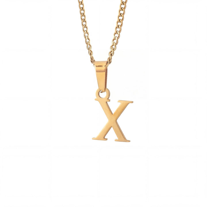 Gold Letter Pendant with Cuban Chain - iceandgold