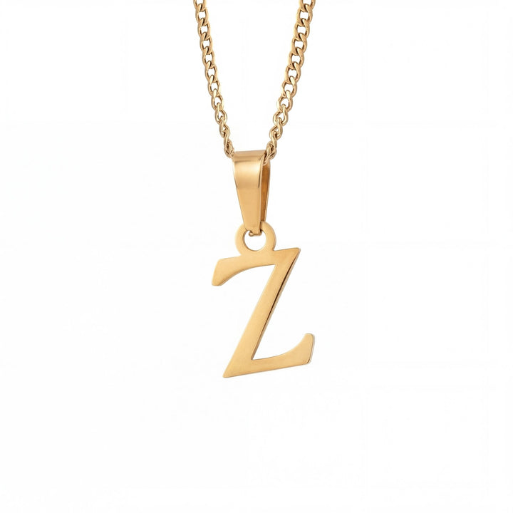 Gold Letter Pendant with Cuban Chain - iceandgold