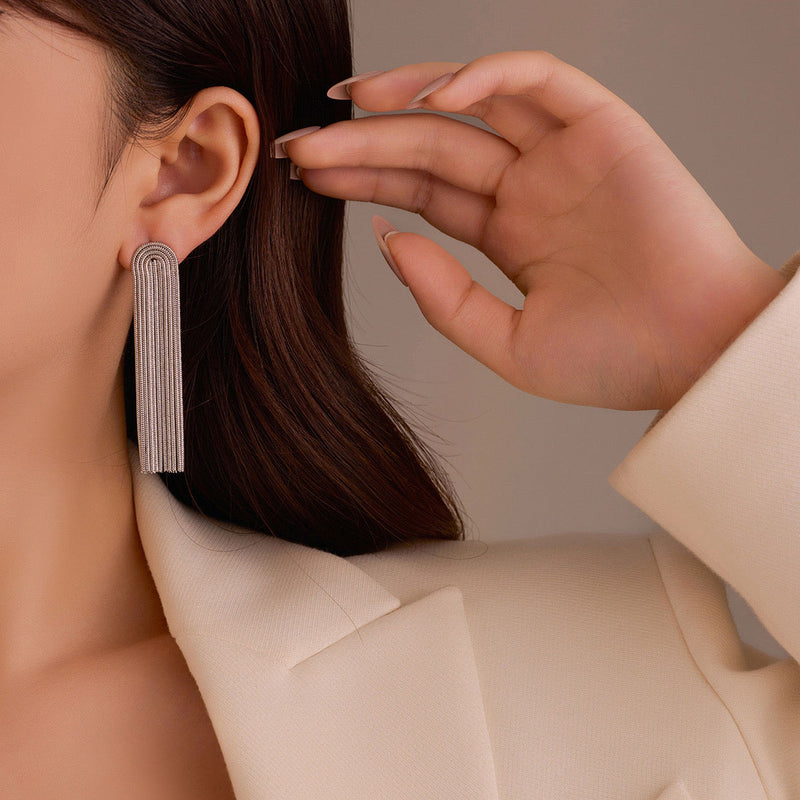 Silver Tassel Earrings - iceandgold