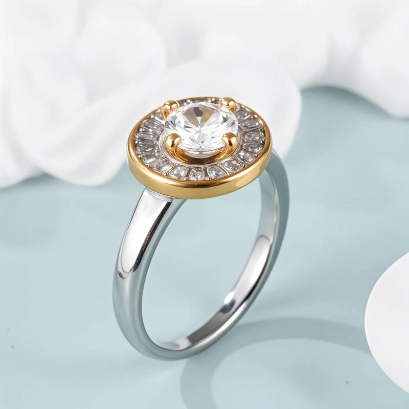 Baguette Halo Engagement Ring - iceandgold
