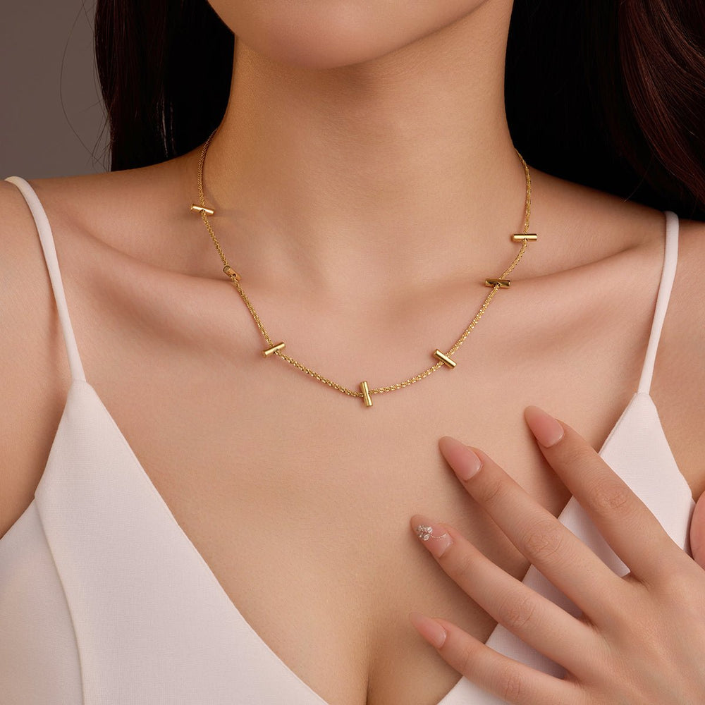 Gold Bar Link Necklace - iceandgold