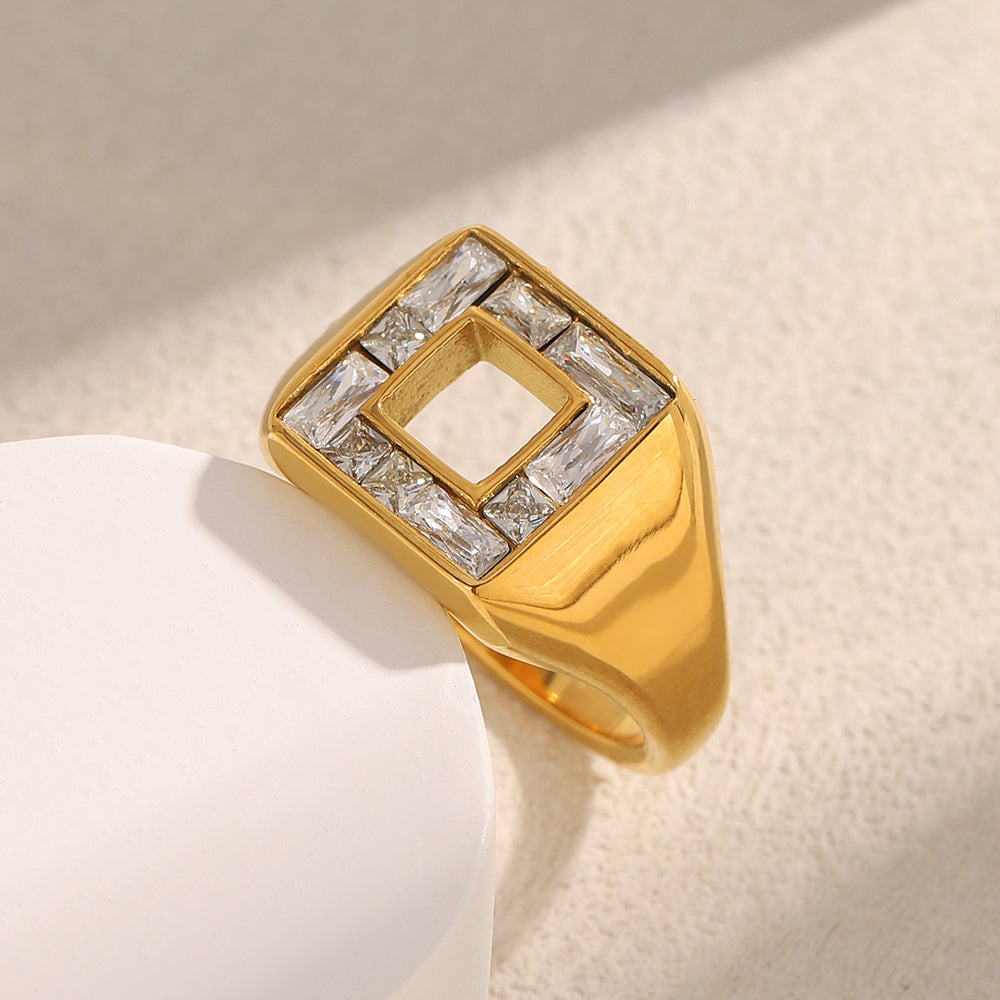 Gold Sqaure Open Ring