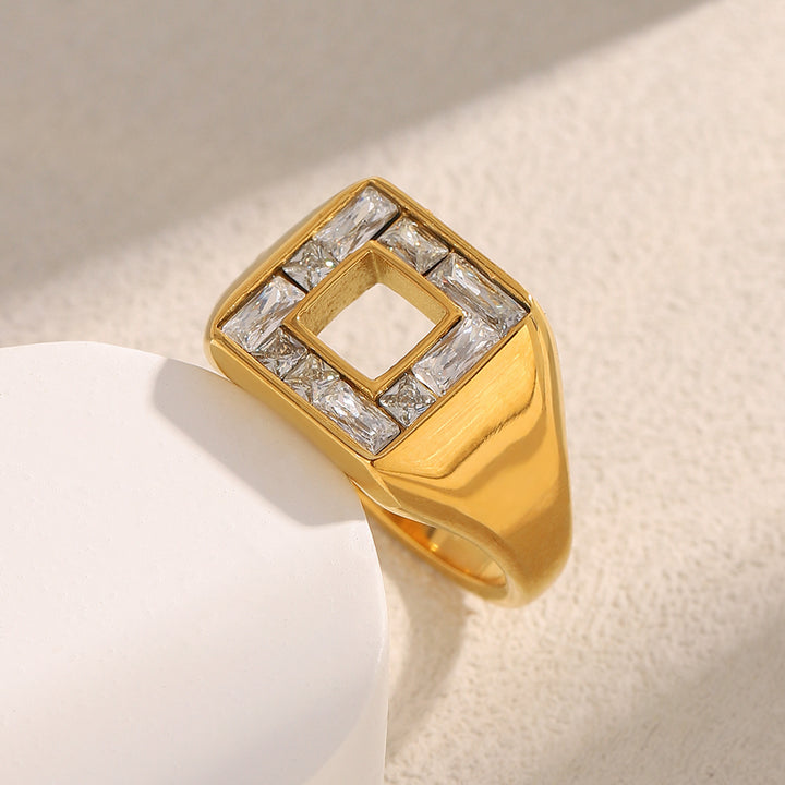 Gold Sqaure Open Ring