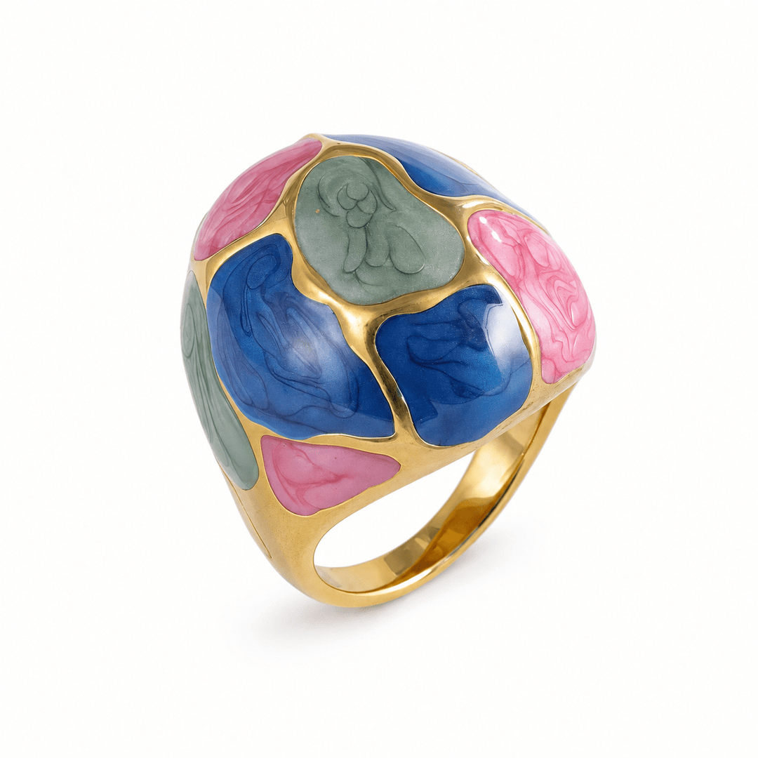 Color block Dome Ring - iceandgold
