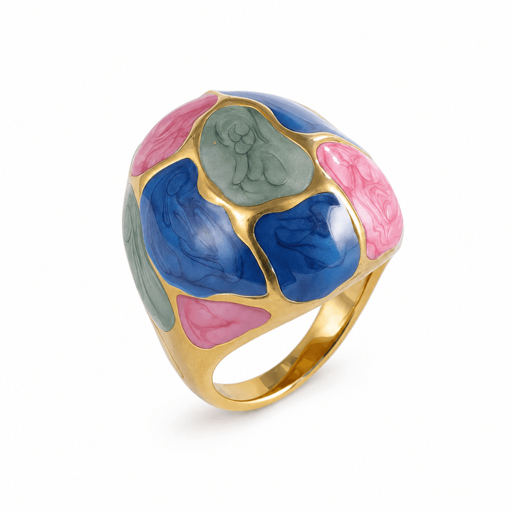 Color block Dome Ring - iceandgold