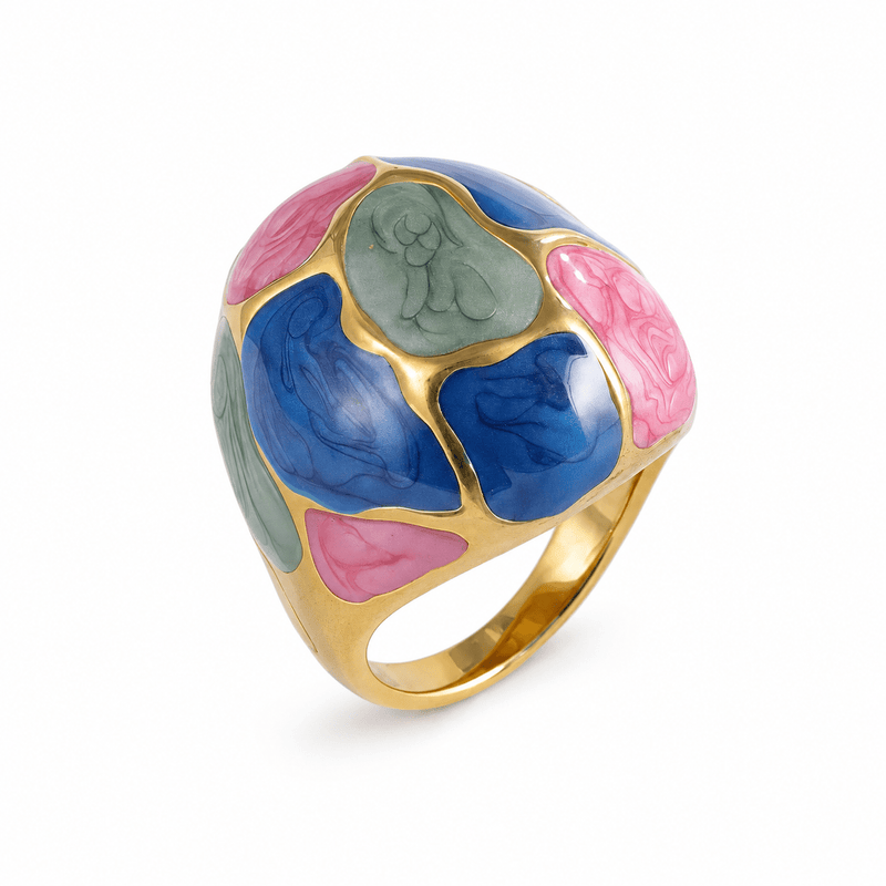 Color block Dome Ring - iceandgold