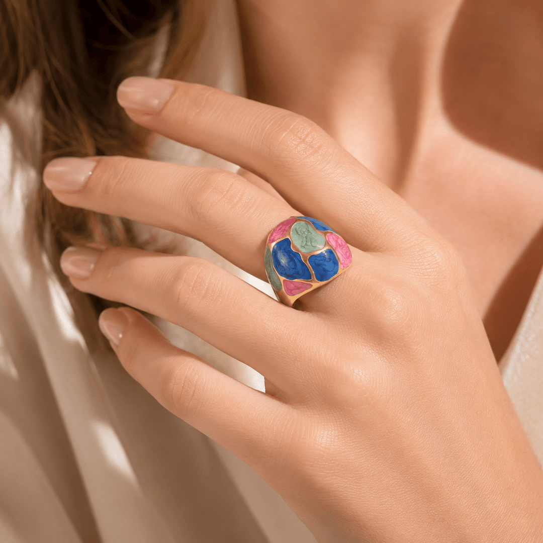 Color block Dome Ring - iceandgold