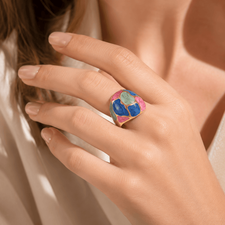 Color block Dome Ring - iceandgold
