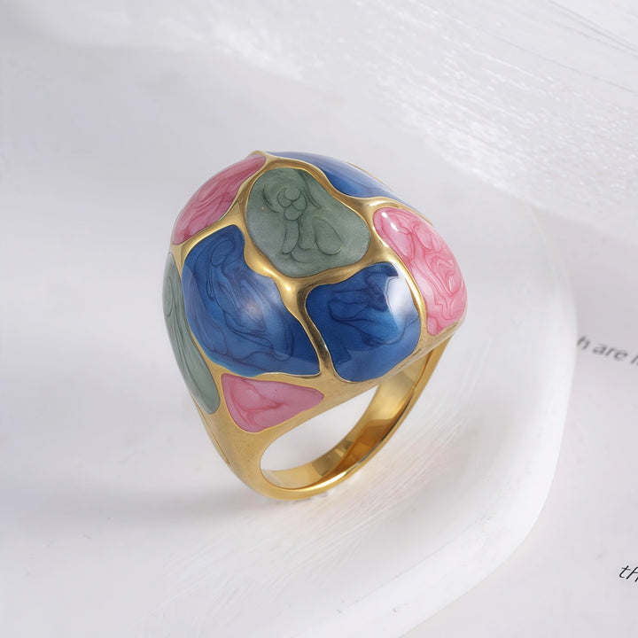 Color block Dome Ring - iceandgold