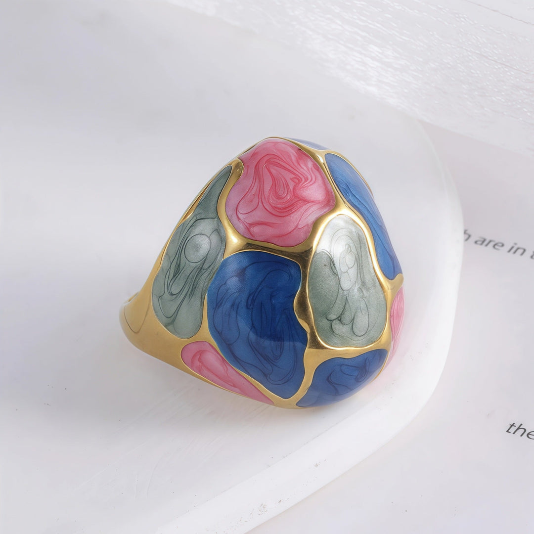 Color block Dome Ring - iceandgold