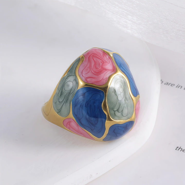 Color block Dome Ring - iceandgold